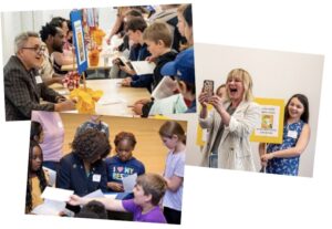 Three photos of Hackmatack authors and readers.